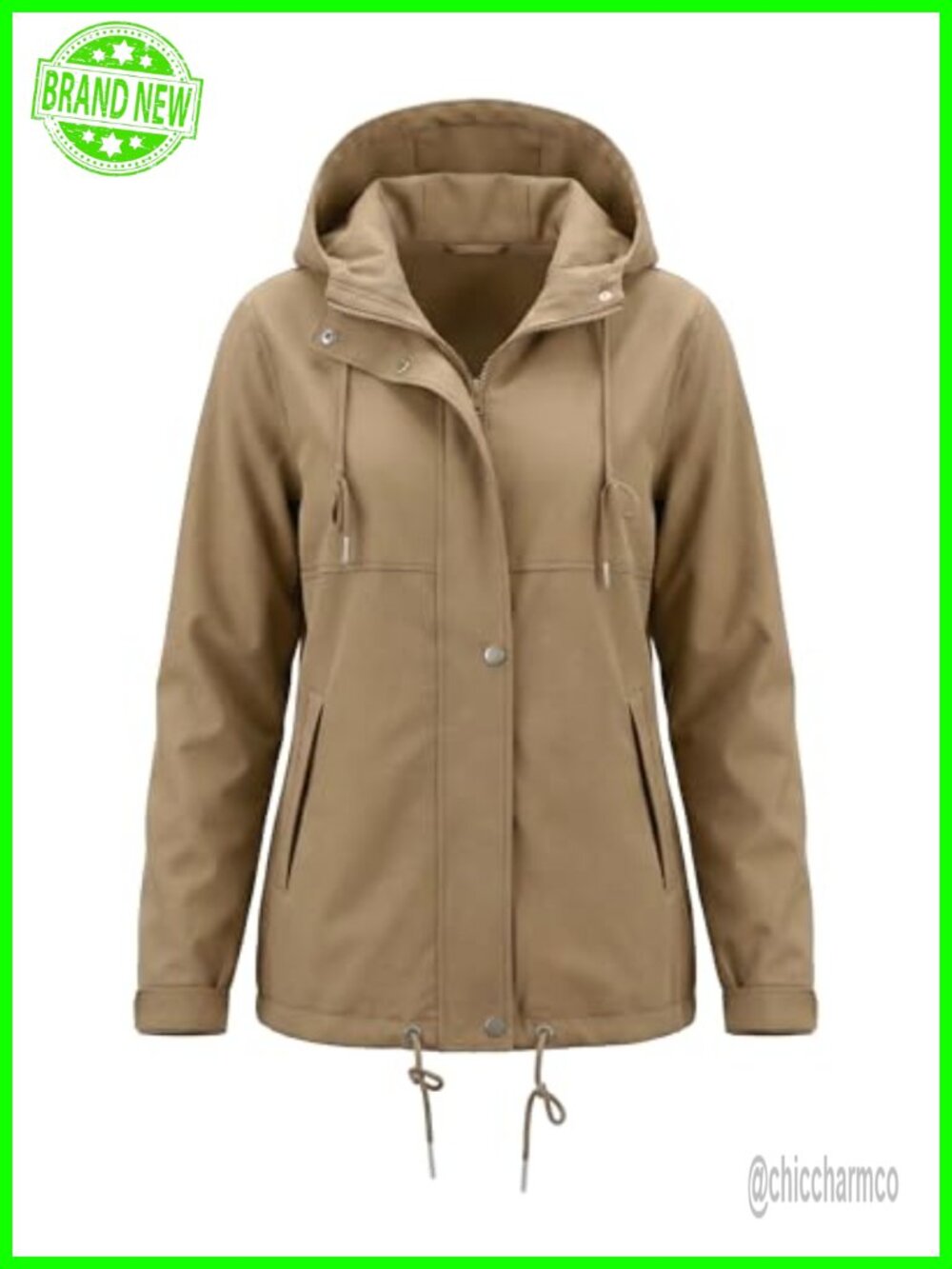 Waterproof Lightweight Rain Jacket Drawstring Zip Hood Windbreaker